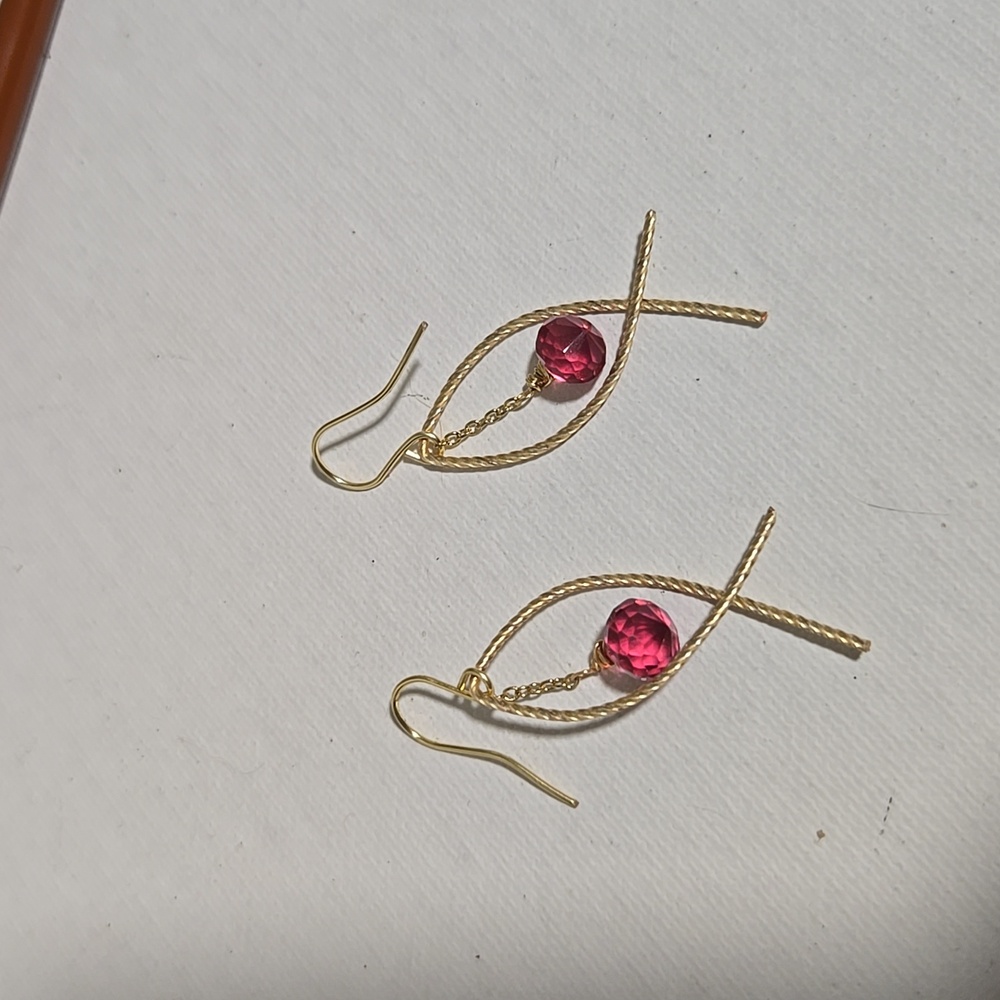 Pink tourmaline earrings - Picture 2 of 3